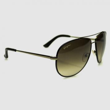 Salvatore Ferragamo Dark Brown Leather Rimmed SF104SL Unisex Aviators 