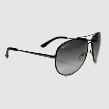 Salvatore Ferragamo Black Leather Rimmed SF104SL Unisex Aviators 
