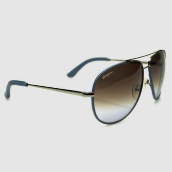 Salvatore Ferragamo Gunmetal Leather Rimmed SF104SL Unisex Aviators