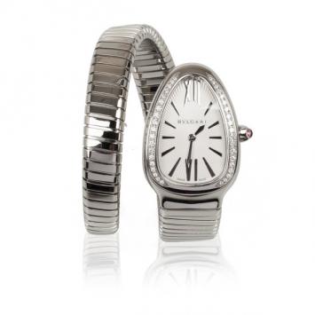 Bvlgari White Serpenti SS Diamond Womens Watch 35 MM