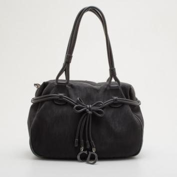 Christian Dior Black Monogram Tote with Leather Bow
