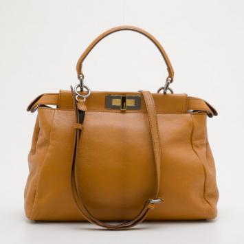 Fendi Beige Medium Snakeskin Peekaboo Bag