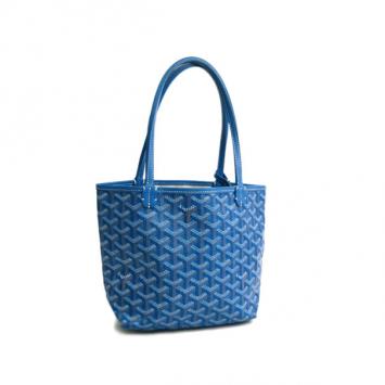 Goyard Blue Leather Canvas Saint Louis Junior Jr. Tote Bag