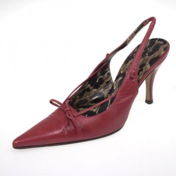 Dolce and Gabbana Red Leather Pointed Toe Slingback Sandals Size 36