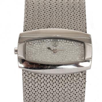 Roberto Cavalli Pave Ellisse Silver Plated Womens Bracelet Wristwatch 40 MM