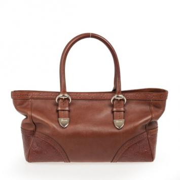 Gucci Brown Leather Signora Medium Tote