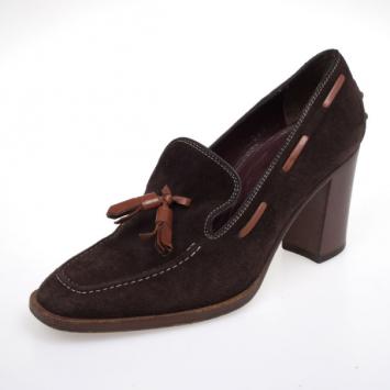 Tod's Brown Suede Tassel Loafer Pumps Size 36.5