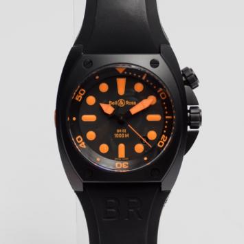 Pre Owned Bell & Ross SS Rotating Bezel Helium Escapment Black Mens Wristwatch  50 MM