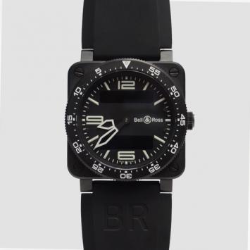 Pre Owned Bell & Ross SS Black Case Aviation Digital Date Mens Wristwatch 44 MM