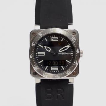 Pre Owned Bell & Ross SS Case Aviation Digital Date Black Mens Wristwatch 44 MM