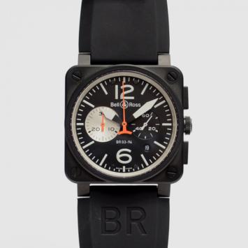 Pre Owned Bell & Ross SS Black Chrono Mens Wristwatch 44 MM