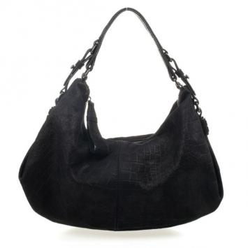 Pre Owned Givenchy Black Croc Embossed Leather Medium Shoulder Bag