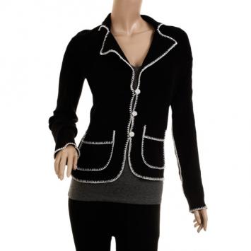 Emporio Armani Black Cardigan with White Trim S