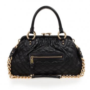 Marc Jacobs Black Quilted Leather Stam Satchel