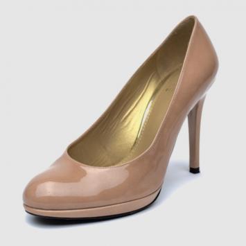 Stuart Weitzman Nude Patent Leather 'Platswoon' Platform Pumps Size 39.5