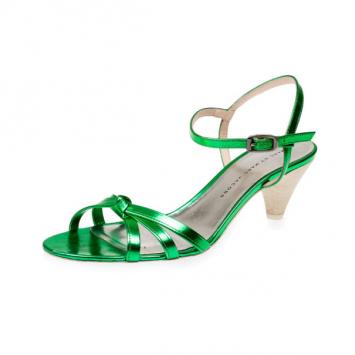 Marc by Marc Jacobs Green Metallic Leather Low Heeled Sandals Size 37.5