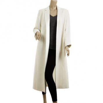 Valentino Cream Silk Wool Long Coat L