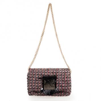 RED Valentino Purple Leather & Tweed Small Shoulder Bag