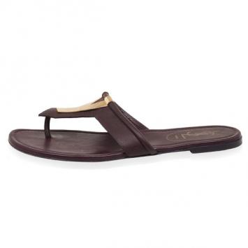 Yves Saint Laurent Purple Leather Ycon Slippers Size 39.5