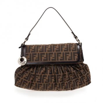 Fendi Brown Grande Borsa Chef Jacquard Bag