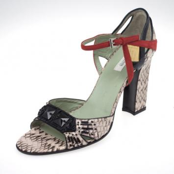 Prada Pink Python Embossed Sandals Size 38