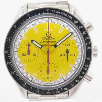 Pre Owned Omega Speedmaster Schumacher SS Yellow Mens Wristwatch