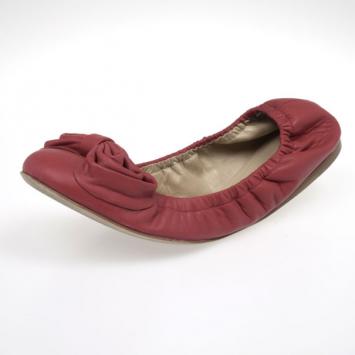 Valentino Red Leather Bow Ballet Flats Size 41