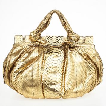 Zagliani Metallic Python Puffy Handbag