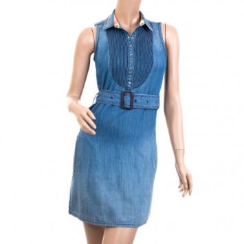 Burberry Brit Denim Sleeveless Pintuck Dress XS