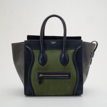 Celine Suede Tricolor Mini Luggage Bag 