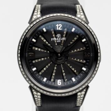 Pre Owned Perrelet Black Stainless Steel Turbine XL Double Rotor Mens Wristwatch 50 MM