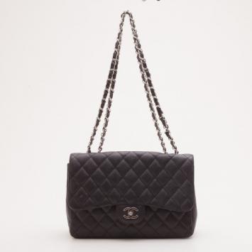 Chanel Black Caviar Jumbo Classic Flap Bag