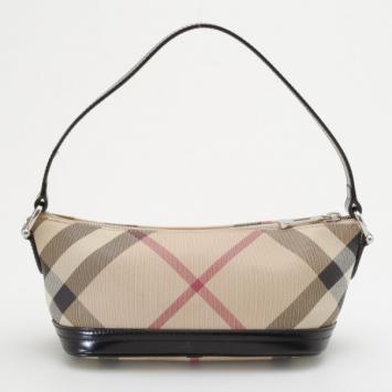 Pre Owned Burberry Nova Check Small Boat Bag