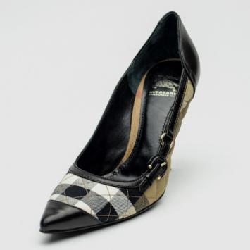 Burberry Check Kitten Heel Pumps Size 39
