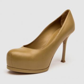 Yves Saint Laurent Brown Leather Tribtoo Pumps Size 38.5