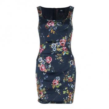 D and G Black Floral Sheath Dress S