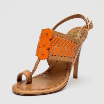Tory Burch Brown Leather Tanya Sandals Size 35.5