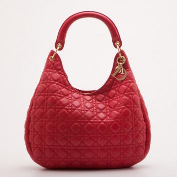 Christian Dior Red Leather Cannage Large Hobo