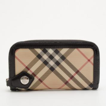 Burberry Khaki Nova Check Coated Canvas Ziggy Continental Wallet