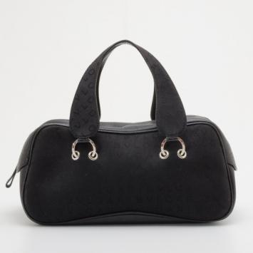 Bvlgari Black Leather & Canvas Boston Bag