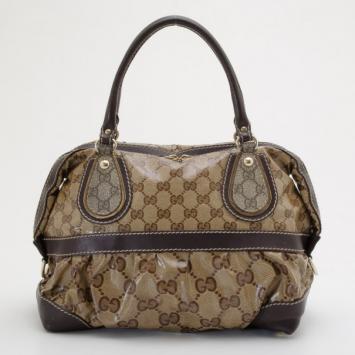 Gucci Monogram GG Logo Crystal Borsa Satchel