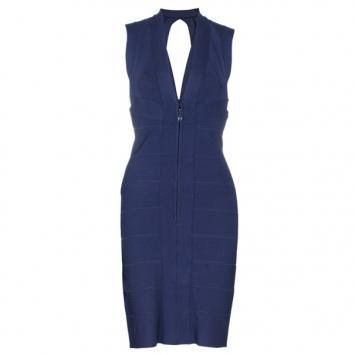 Herve Leger Purple Cut-Out Back Detail Bandage Dress S