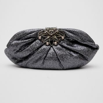 Judith Leiber Lina Metallic Tweed Crystal Clutch