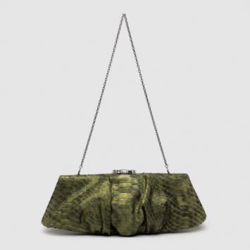 Judith Leiber Green Kadija Printed Python Clutch