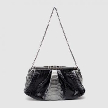 Judith Leiber Silver Constance Python Clutch