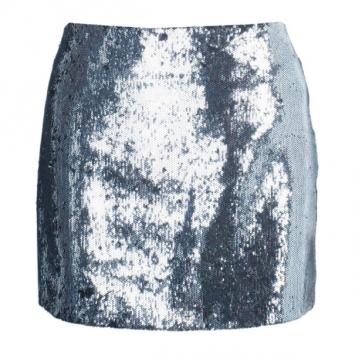 Philipp Plein Couture Silver Sequin Mini Skirt M