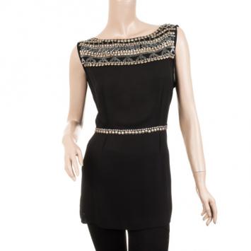Tory Burch Black 'Aziza' Embellished Top L