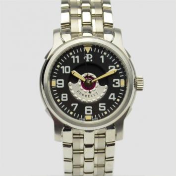 Pre Owned Perrelet Stainless Steel Air Zermatt Black Mens Wristwatch 