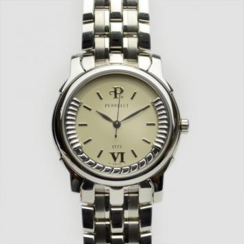 Pre Owned Perrelet Stainless Steel 1777 Cream Mens Wristwatch 