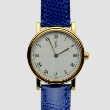Yves Saint Laurent Gold Plated Blue Classic Collection Ladies Wristwatch